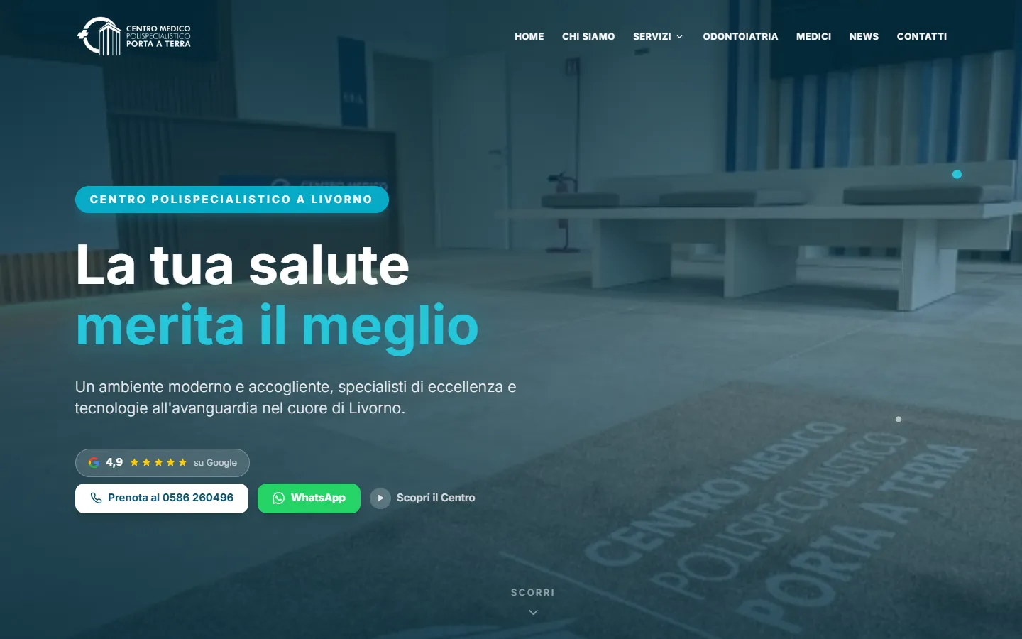 Home page del Centro Medico Porta a Terra, versione desktop