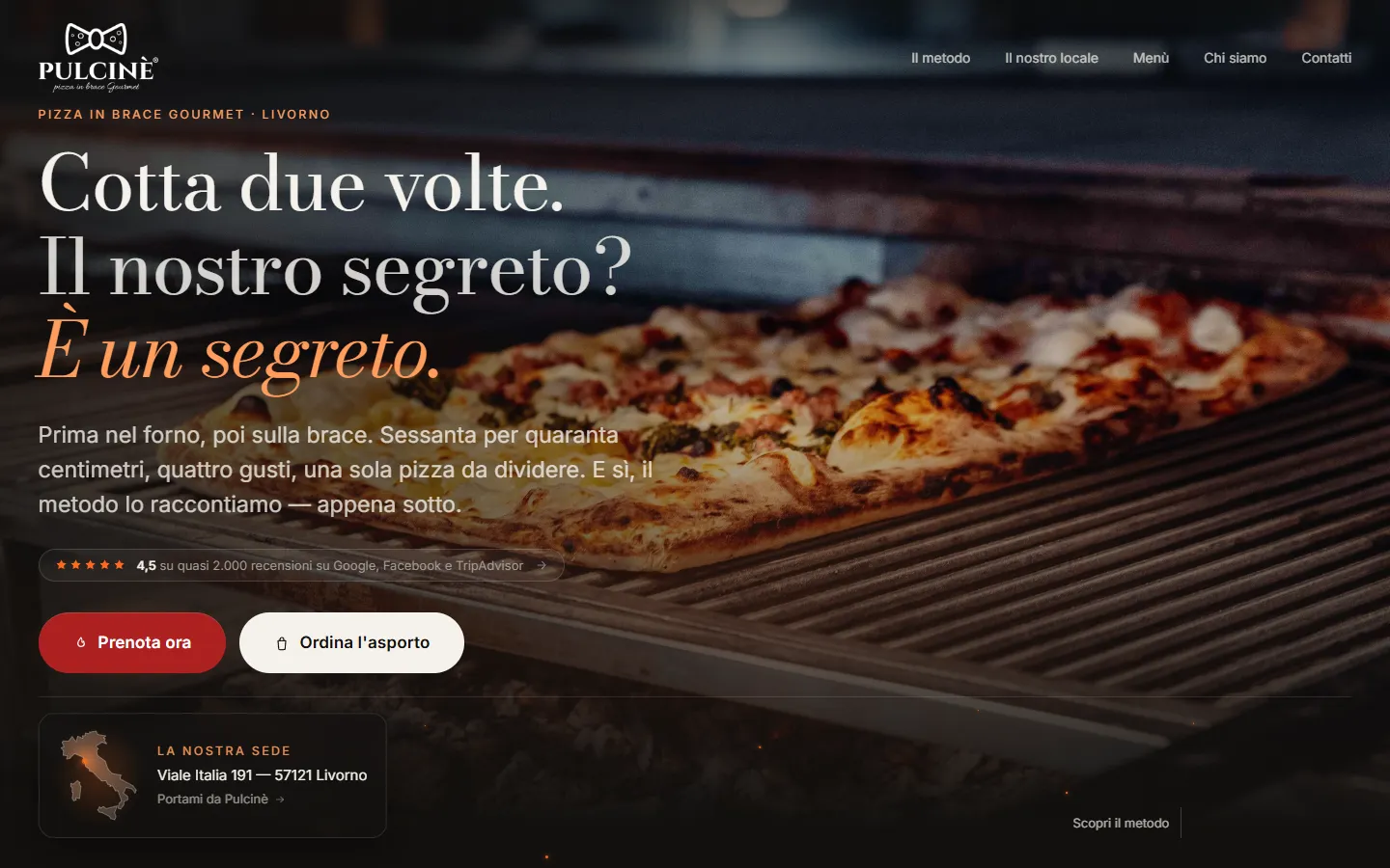 Home page di Pulcinè, versione desktop